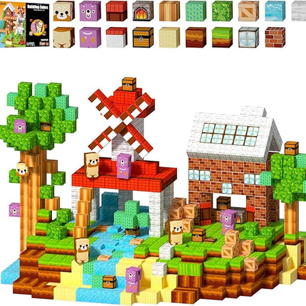 150Pcs Magnetic Building Blocks-Magnetic Cubes Green Forest Set Creative Magnet Toys Blocks Stacking for Kids STEM Preschool Educational Gifts for Toddler Ages 4-8 Boys and Girls