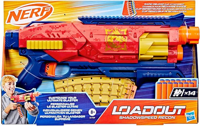 Nerf Loadout Shadowspeed Recon Blaster, 14-Dart Storage Attachment Accessory, 6-Dart Revolving Cylinder, 14 Nerf N1 Darts, Kids Toys & Gifts, Ages 8+