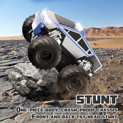 Remote Control Monster Truck Toy, Waterproof 1:16 4WD Amphibious Cyber RC Truck All Terrain Off-Road Car for 6+ Years Old Kids Boy (Black)