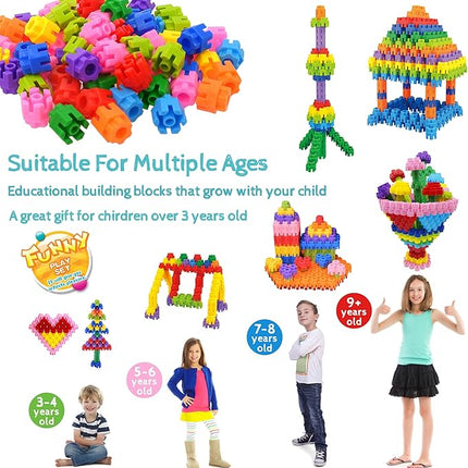 Kids Toys Interlocking Learning Set, STEM Construction Set - Ages 3+ STEM Toys 300 Pcs - 9 Colors