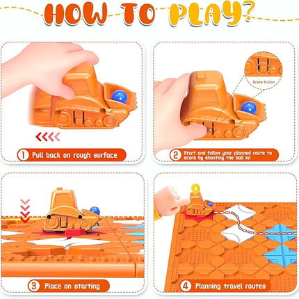 STEM Logic Road Builder Toys: Board Games Toys for 5 Year Old Kids Montessori Brain Teaser Puzzles Educational Learning Activities Toy for Kid Ages 3 4 6-8 12 Boys Girls Gifts (Orange, 50PCS)