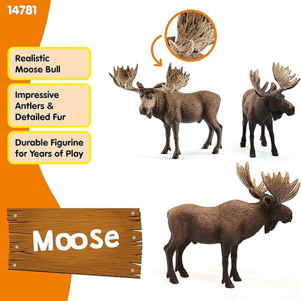 Schleich Wild Life Moose Bull Figurine - Wild Animal Toy Figurine, Durable for Education and Imaginative Play for Boys and Girls, Gift for Kids Ages 3+