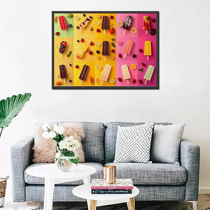 Various Types Shapes of Popsicles Jigsaw Puzzle，Cool Summer Popsicles 1000 Pieces Jigsaw Puzzles for Adults，27 x 20 Inches Puzzles ，HD Quality Colorful Puzzle Gift，Family Activity for Game Night