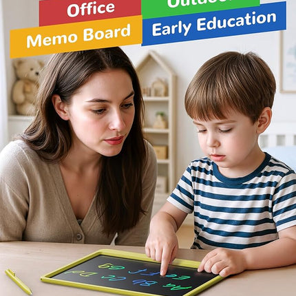 KOKODI LCD Writing Tablet, 12 Inch Colorful Toddler Doodle Board Drawing Tablet, Erasable Reusable Electronic Drawing Pads, Educational and Learning Toy for 3-6 Years Old Boy and Girls(Yellow)