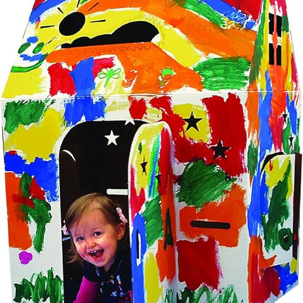 Easy Playhouse - Kids Art and Craft for Indoor and Outdoor Fun, Color, Draw, Doodle on this Blank Canvas – Decorate and Personalize a Cardboard Fort, 34" X 27" X 48" - Made in USA, Age 3+