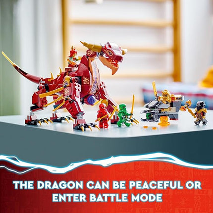 LEGO NINJAGO Heatwave Transforming Lava Dragon 71793 Building Toy Set, Features a Ninja Dragon, a Hovercraft Vehicle and 5 Minifigures, Lava Dragon Toy for Kids Ages 8+ Who Love Ninja Adventures