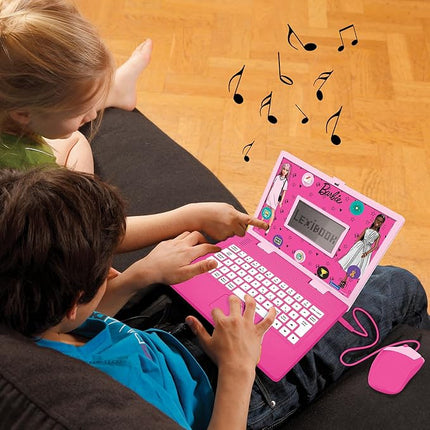 Lexibook, Barbie, Bilingual and Educational Laptop Spanish/English, Toy for Children, 170 Activities to Learn, Play Games and Music, Large Screen, Pink, JC599BBi2