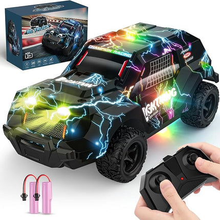 Remote Control Off Road RC Car for Kids - Cool Light Up 1/24 Scale Hobby Truck Race Car Toy Gifts for 3-8 Year Old Boys