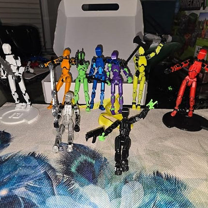 (Assembly Completed) 9 Pack T13 Action Figure Set with Display Stand Holder Base, Titan13 Action Figure Accessories 3D Printed Toy, Multi-Jointed Movable Lucky 13 Nova13 Dummy13