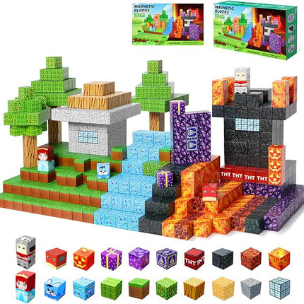1inch Magnetic Blocks(Safer),Magnetic Building Blocks,Magnetic Cubes Building Blocks Toys for Halloween Christmas Birthday Gift - STEM Sensory Toys for 3+ Years Old Girl Boys