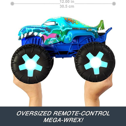 Hot Wheels Monster Trucks 1:15 Scale Mega-Wrex Alive Battery-Powered RC Vehicle with Lights & Sounds