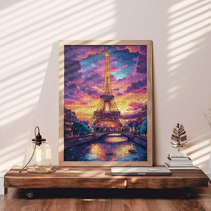 America Cityscape Jigsaw Puzzles 1000 Pieces for Adults, Families (Paris Eiffel Tower,River,Landscape) Pieces Fit Together Perfectly 19.7''x27.6''inch Fantasy Landmark Frameable Magic Puzzle Art
