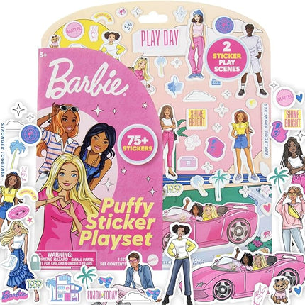 Horizon Group USA Barbie Puffy Sticker Playset, 75 Reusable Stickers, 2-Sided Beach Play Scene, Travel-Friendly, Ages 3+