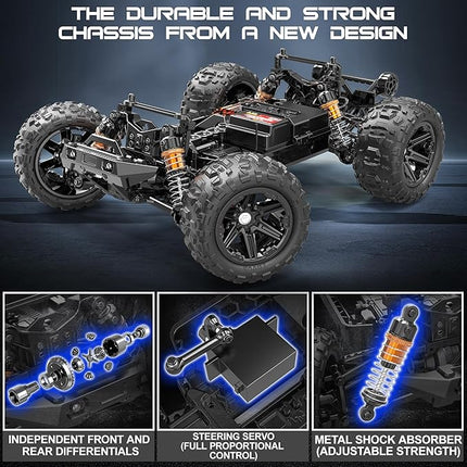 1:14 Scale All Terrain RC Cars for Adults & Boys (HS14323), Max Fast 40+ KPH, 4WD Off-Road RC Truck for Snow & Sand & Mud, 4X4 Waterproof Remote Control Car with 2 Rechargeable Batteries