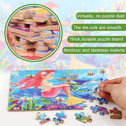 LELEMON Puzzles for Kids Ages 4-8, 60 Piece Puzzles for Kids Ages 3-5 in a Metal Box,Educational Puzzle Games Childrens Puzzles Jigsaw Puzzles Toys Gifts for Girls and Boys