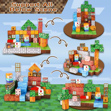 Magnetic Blocks - 100PCS Magnetic Building Blocks Cubes, Magnet Toys for Kids Age 3+, Toy Building Set for Kids, Magnets Stacking Construction Toys Birthday Gifts for Boys Girls Age 4-8, 8-12