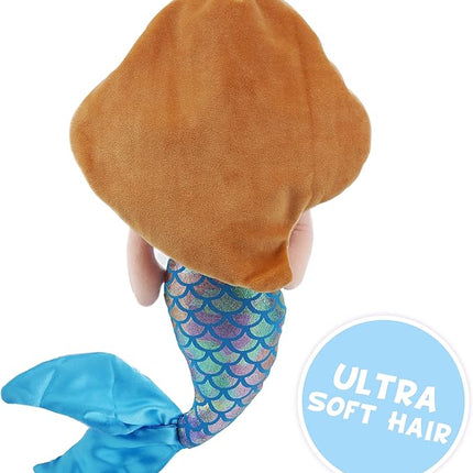 June Garden Atlantic Wonders Series - Mermaid Princess Nerida Oceanwhisper - 16" Soft Plush Stuffed Mermaid Doll Gift for Toddler Girls