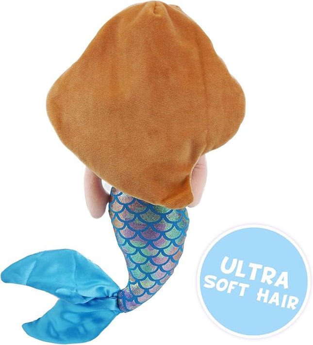 June Garden Atlantic Wonders Series - Mermaid Princess Nerida Oceanwhisper - 16" Soft Plush Stuffed Mermaid Doll Gift for Toddler Girls