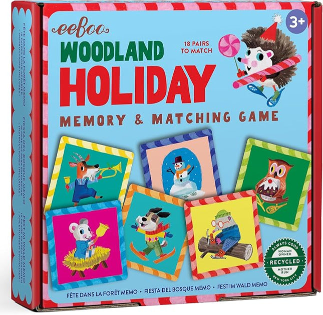 eeBoo: Memory & Matching Game- Woodland Holiday - 18 Themed Matching Pairs, Educational Preschool Game, Kids Ages 3+, 1-4 Players