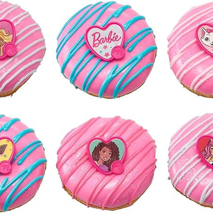 DecoPac Barbie Be The Future Rings, Pink Heart Shaped Cupcake Decorations Featuring Barbie and her Friends For Birthday Party And Celebrations - 24 Pack