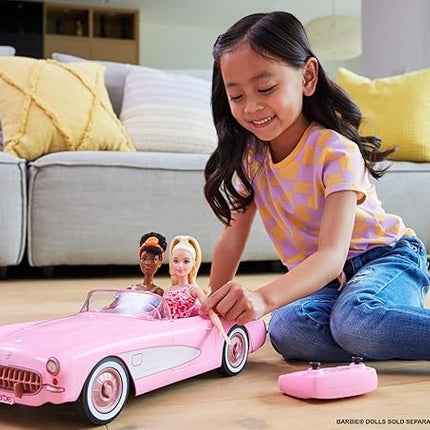 Barbie Hot Wheels RC Corvette from The Movie, Full-Function Remote-Control Toy Car Holds 2 Dolls