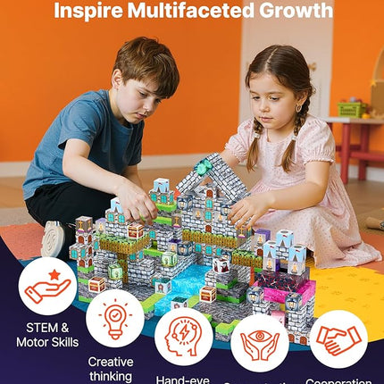 VEVOR Magnetic Blocks, 100 PCS Cemetery Zombies Set, Magnetic Building Cubes for Kids, STEM Montessori Sensory Toys for Christmas Birthday Gift, Construction Stacking Toy for 3+ Years Old Boys & Girls