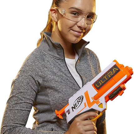 Nerf Ultra Four Dart Blaster - 4 Ultra Darts, Single-Shot Blasting, 2-Dart Storage - Compatible Only Ultra Darts