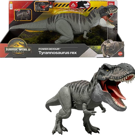 Mattel Jurassic World Super Action! JCH02 T-Rex Children's Figure, Dinosaur Toy, Moving, Large, Total Length: Approx. 21.3 inches (54 cm), Ages 4 and up, Gray