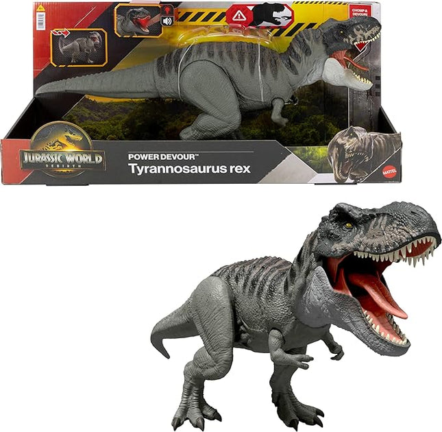 Mattel Jurassic World Super Action! JCH02 T-Rex Children's Figure, Dinosaur Toy, Moving, Large, Total Length: Approx. 21.3 inches (54 cm), Ages 4 and up, Gray