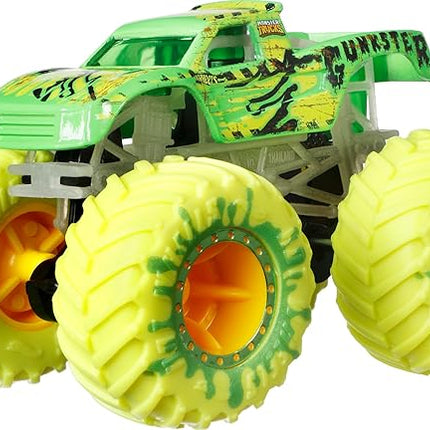 Hot Wheels Toy Monster Trucks 10-Pack of Glow-in-The-Dark 1:64 Scale Vehicles, GITD Set of 5 Trucks & 5 Cars, Play Vehicles for Kids & Collectors