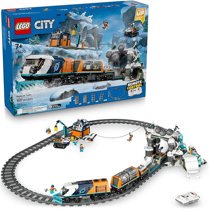 LEGO City Explorers' Arctic Polar Express Train Set - Building & Learning Toys for Kids - Remote Controlled Train for Boys & Girls, Ages 7+ - with 6 Explorer Minifigures - Birthday Gift Idea - 60470