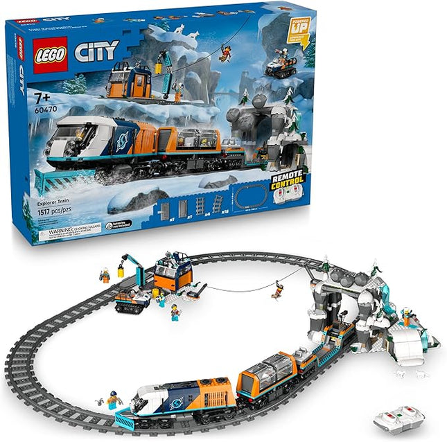 LEGO City Explorers' Arctic Polar Express Train Set - Building & Learning Toys for Kids - Remote Controlled Train for Boys & Girls, Ages 7+ - with 6 Explorer Minifigures - Birthday Gift Idea - 60470