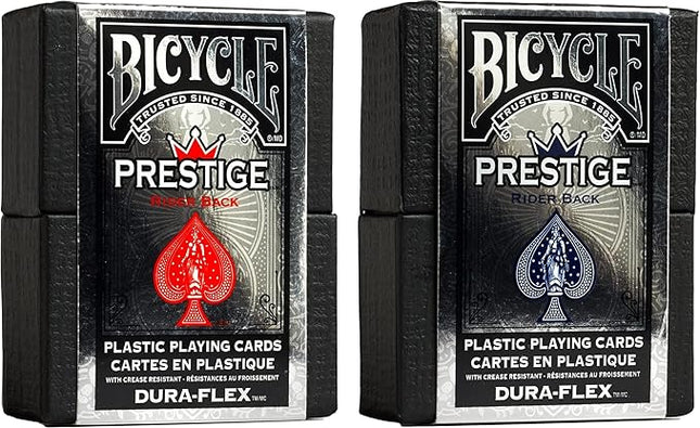 Bicycle Prestige Waterproof Plastic Playing Cards, Red and Blue 2 Pack
