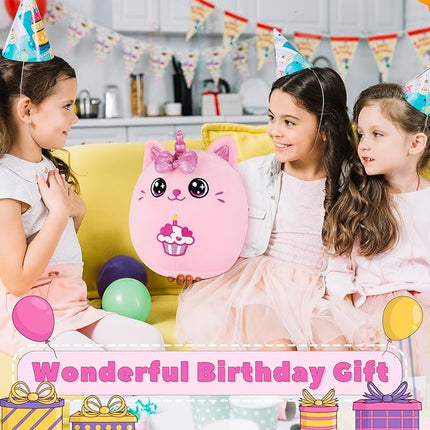 Auspicious beginning Birthday Gift Unicorn Cat Plush Toys-11'' Pink Unicorn Cat Anime Plush-Kawaii Birthday Pink Gifts Plushies Stuffed Animals Cute Plushies, Pillow Plushie Gifts for Kids