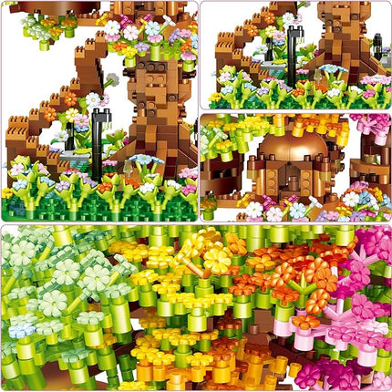 Cherry Blossom Building Set, 1345 Pcs Japanese Sakura Tree House Micro Block Toy, STEM Creative Rainbow Bonsai Tree House Building Flower Set, Friendship Treehouse for Adult, Kid