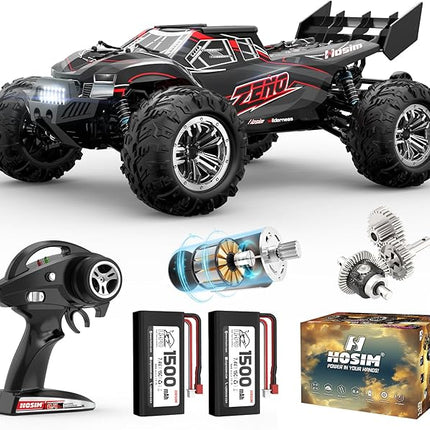 Hosim RC Car for Adults, 1/10 Scale Remote Control Car 48+KMH, High Speed Large RC Truck 4X4 Off-Road All Terrains Waterproof Monster Trucks, Hobby RC Cars for Boys Age 8-12 Toy Gift X05