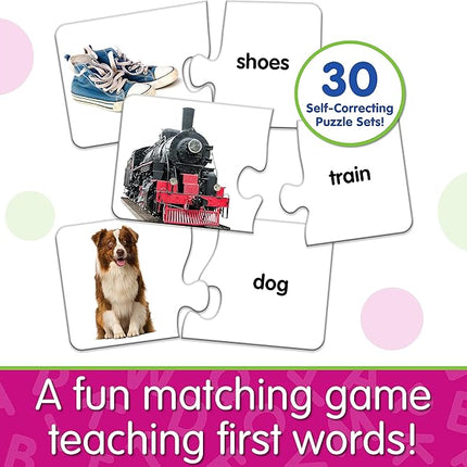 The Learning Journey: Match It! - First Words - 30 Piece Self-Correcting Words with Matching Images for Emerging Readers - Sight Words Puzzle for Kids Ages 3 and Up - Award Winning Toys , White
