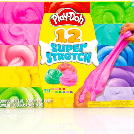 Play-Doh Super Stretch 12-Pack Playdoh Variety Kit, Kids Gifts, Popular Toys, Party Favors for Ages 8-12, Bulk Compound Packs