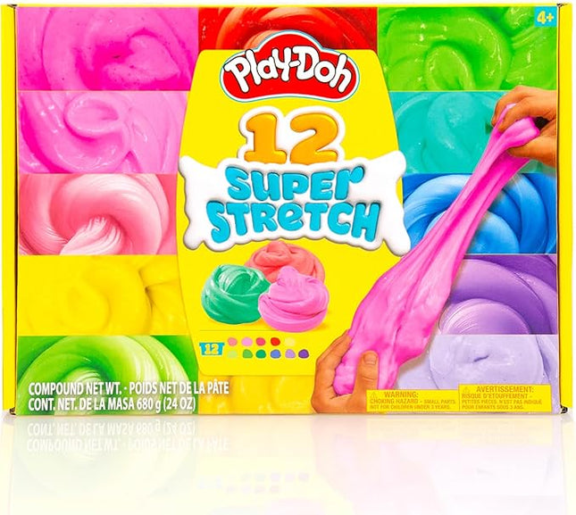 Play-Doh Super Stretch 12-Pack Playdoh Variety Kit, Kids Gifts, Popular Toys, Party Favors for Ages 8-12, Bulk Compound Packs