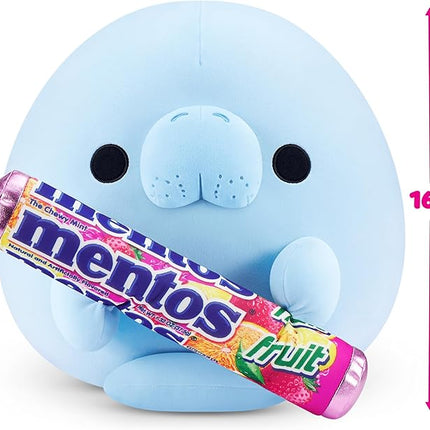 Snackles Series 2 16-inch by ZURU Cuddly Squishy Comfort 16-inch Plush with Licensed Snack Brand Accessory (Sea Cow&Mentos Fruit)