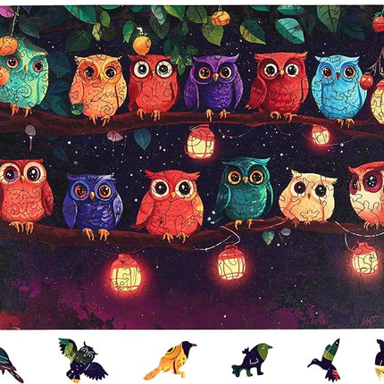 Wooden Puzzles for Adults 200 Pieces, Owl Family Wooden Jigsaw Puzzles, Animal Adult Puzzles, Irregular Wood Puzzles Creative Gift for Adults and Kids Family Brain Game, 11.8x8.8 inch