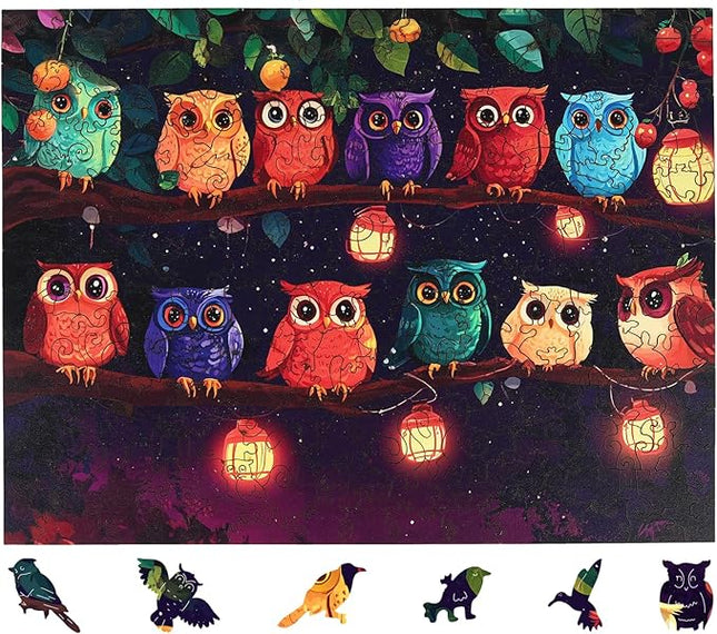 Wooden Puzzles for Adults 200 Pieces, Owl Family Wooden Jigsaw Puzzles, Animal Adult Puzzles, Irregular Wood Puzzles Creative Gift for Adults and Kids Family Brain Game, 11.8x8.8 inch
