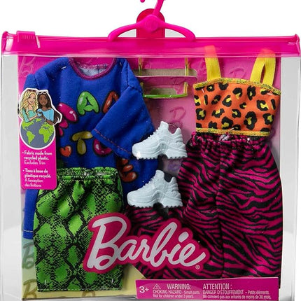 Barbie Clothes, Fashion & Accessories Pack Fashion Dolls, Set Includes 2 Complete Looks with Vibrant Outfits & Styling Pieces
