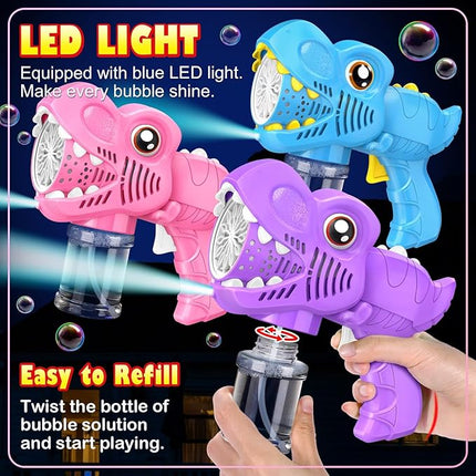 3PC Bubble Gun for Kids with 3 Bottles Solutions 13 Holes Turbo Mode Auto Bubbles Machine Birthday Gifts for Girls Kids Toys for Ages 3 4-8 Valentines Day Gifts Easter Xsmas Outdoor (Blue+Pink+Purple)