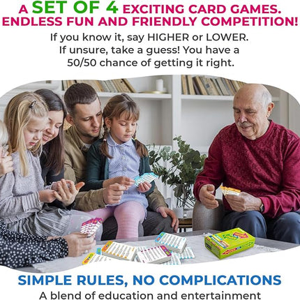 QUOKKA Trivia Board Games for Kids and Adults V2.0 - Family Night Board Game Cards 4xSet to Guess Fun Questions | Easy to Learn | 2 + Players - Challenge History, Science, Geography & More