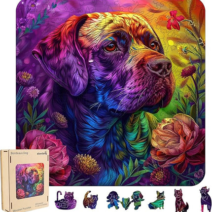 Wooden Jigsaw Puzzles 500 Pieces-Colored Dog,16.5x16.5in,Royal,Wooden Puzzles for Adults,Unique Shape Animal Adult Puzzles,Irregular Wood Puzzles Best Gift for Adults and Kids Family Game