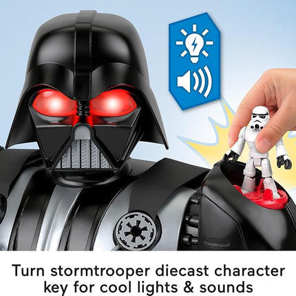 Fisher-Price Imaginext Star Wars Darth Vader Bot 2+ Ft Tall Toy, Lights Sounds & Stormtrooper Metal Character Key for Kids Ages 3+ Years