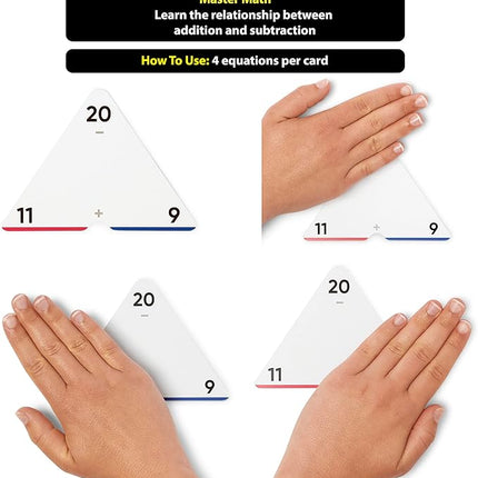 Think Tank Scholar Triangle Addition & Subtraction Flash Cards Set (376 Math Equations), All Facts 0-12 - Color Coded, for Kids in Kindergarten, 1ST, 2ND & 3RD Grade - Has Three Corners