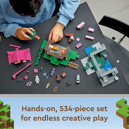 LEGO Minecraft The Training Grounds Toy Building Set 21183 Minecraft Toy for Kids, Boys and Girls Age 8+ Years Old, Building Kit with House, Cave, Trapdoor, and Ninja, Rogue and Bat Minecraft Figures