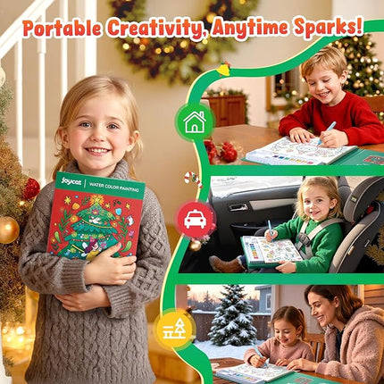 JoyCat Paint with Water Coloring Books for Toddlers, Watercolor Painting Sets for Kids Ages 3-5 4-8, Arts and Crafts Drawing Activities Toy Birthday Gift for Boys Girls (Christmas)